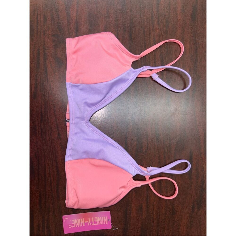 NWT Ninety-Nine Colorblock Spliced Triangle Swim Top Size Small Juniors